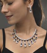 Silver-plated american diamond-studded jewellery set