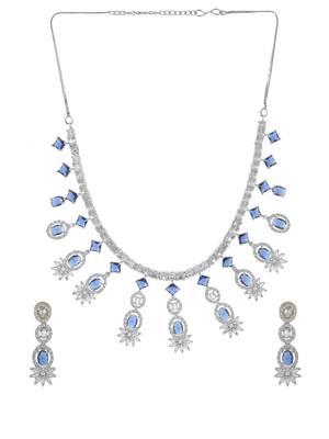 Silver-plated american diamond-studded jewellery set 3