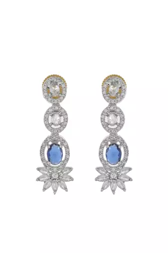 Silver-plated american diamond-studded jewellery set