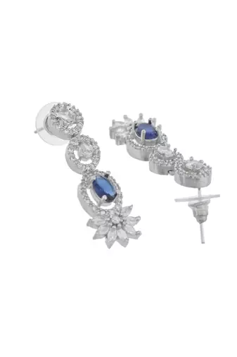 Silver-plated american diamond-studded jewellery set