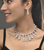 Silvermerc silver-plated american diamond-studded jewellery set