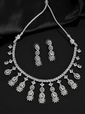 Silvermerc silver-plated american diamond-studded jewellery set 2