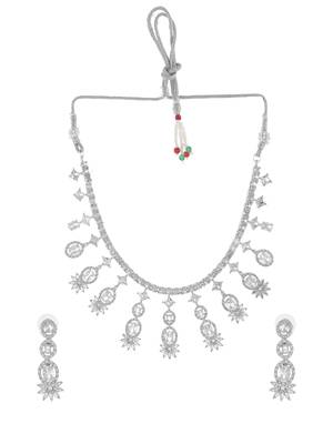 Silvermerc silver-plated american diamond-studded jewellery set 3