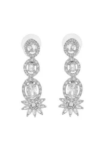 Silvermerc silver-plated american diamond-studded jewellery set