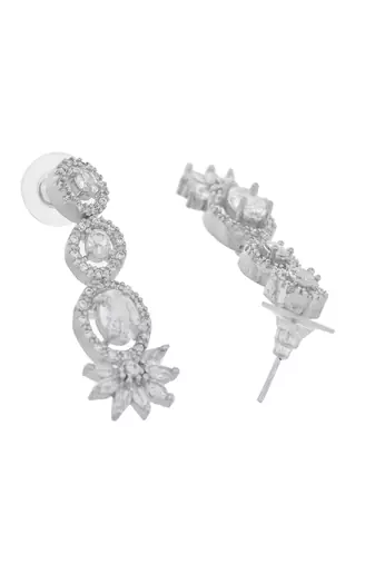 Silvermerc silver-plated american diamond-studded jewellery set