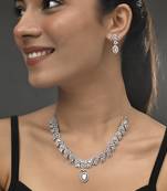 Silvermerc silver-plated american diamond-studded jewellery set