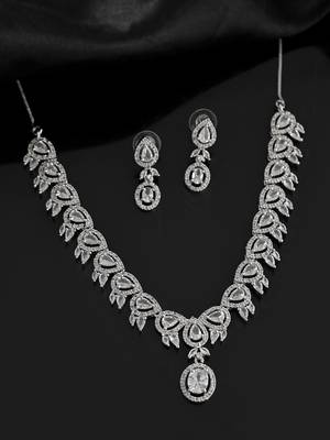 Silvermerc silver-plated american diamond-studded jewellery set 2