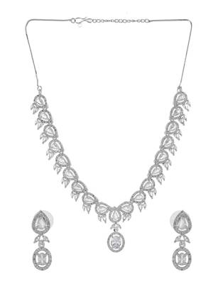 Silvermerc silver-plated american diamond-studded jewellery set 3
