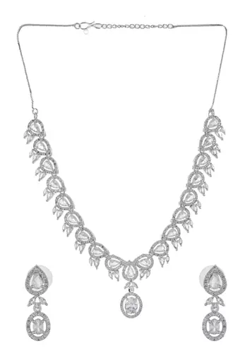 Silvermerc silver-plated american diamond-studded jewellery set