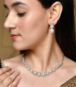 Silver-plated a-d stone-studded jewellery set