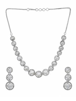 Silver-plated a-d stone-studded jewellery set 3