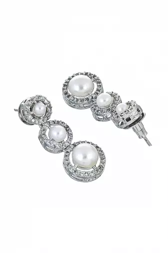 Silver-plated a-d stone-studded jewellery set