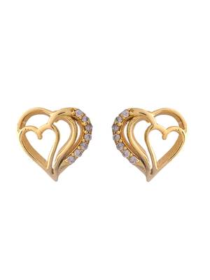 Gold-plated stones studded heart pendant necklace & earring set 4