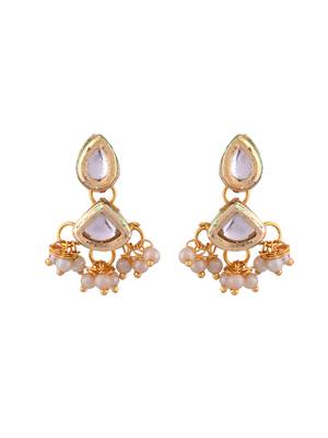 Gold-plated pearl bridal necklace and earring set 4