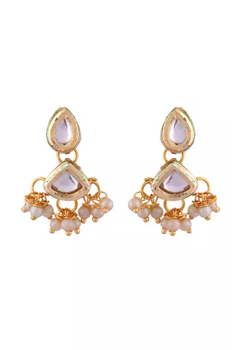 Gold-plated pearl bridal necklace and earring set
