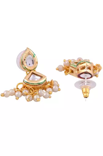 Gold-plated pearl bridal necklace and earring set