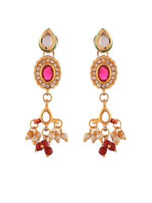 Gold-plated kundan-studded & beaded jewellery set 4