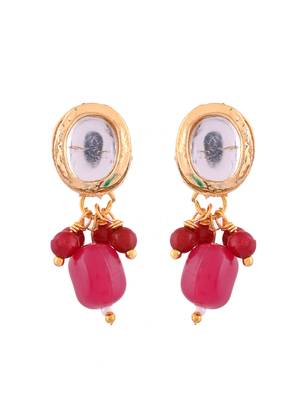 Gold-plated stone-studded & beaded jewellery set 4