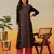 hand embroidered black cotton lucknowi chikankari straight long kurta