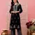 hand embroidered black cotton lucknowi chikankari straight kurta