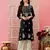 hand embroidered black cotton lucknowi chikankari straight kurta
