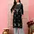 hand embroidered black cotton lucknowi chikankari straight kurta