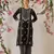 hand embroidered black cotton lucknowi chikankari straight kurta