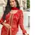 Red and Orange viscose georgette heavy embroidery wedding gowns-full stitched free size upto 44