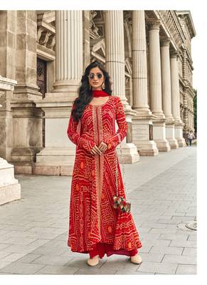 Red and Orange viscose georgette heavy embroidery wedding gowns-full stitched free size upto 44 2