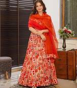 Rust color ceremonial wear stylish girlie gown with dupatta for ethnic looks