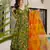 Mahendi color ceremonial wear stylish girlie gown with dupatta for ethnic looks