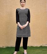 Black color thread embroidery work casual georgette kurti