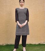 Coffee color thread embroidery work casual georgette kurti