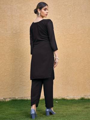 Coffee color thread embroidery georgette kurti 2