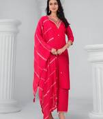 Pink color rayon fabric beautiful fancy and ethnic kurta set with dupatta