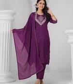 Purple color rayon fabric beautiful fancy and ethnic kurta set with dupatta