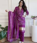 Purple color beautiful and formal wear kurta set for trendy girls