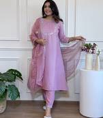 Lavender color beautiful and formal wear kurta set for trendy girls