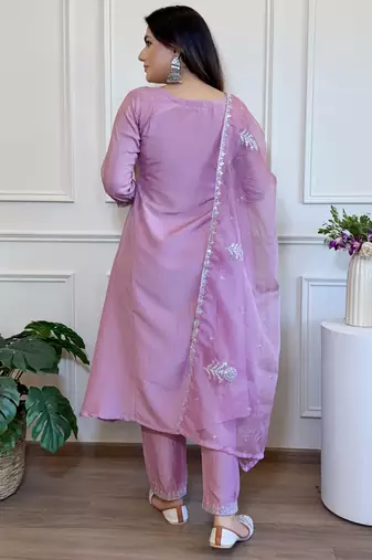 Lavender color beautiful and formal wear kurta set for trendy girls