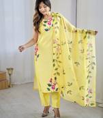 Yellow color beautiful and formal wear kurta set for trendy girls