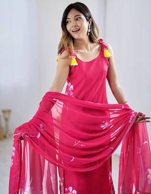 Pink color beautiful and formal wear kurta set for trendy girls 3