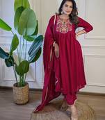 Red color beautiful and formal wear kurta set for trendy girls