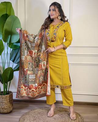 Mustard color beautiful and formal wear kurta set for trendy girls 1