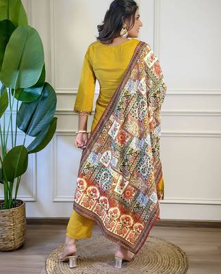 Mustard color beautiful and formal wear kurta set for trendy girls 2