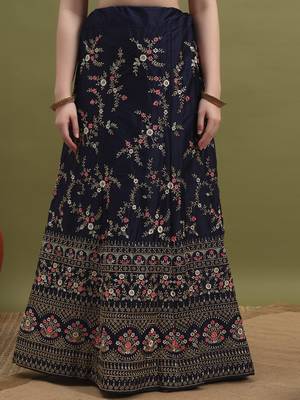 Blue and Pink Embroidered Lehenga Choli for Women 4