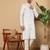 Beige viscose embroidered full sleeve kurta pyjama for mens