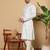 Beige viscose embroidered full sleeve kurta pyjama for mens