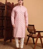 Beautiful pink color smart printed men's festive wear kurta