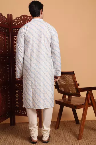 Beautiful blue color smart printed men's festive wear kurta