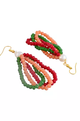 Multi-beads chain necklace with earring for women